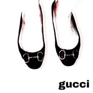 Gucci Black Leather Horsebit Ballet Flats